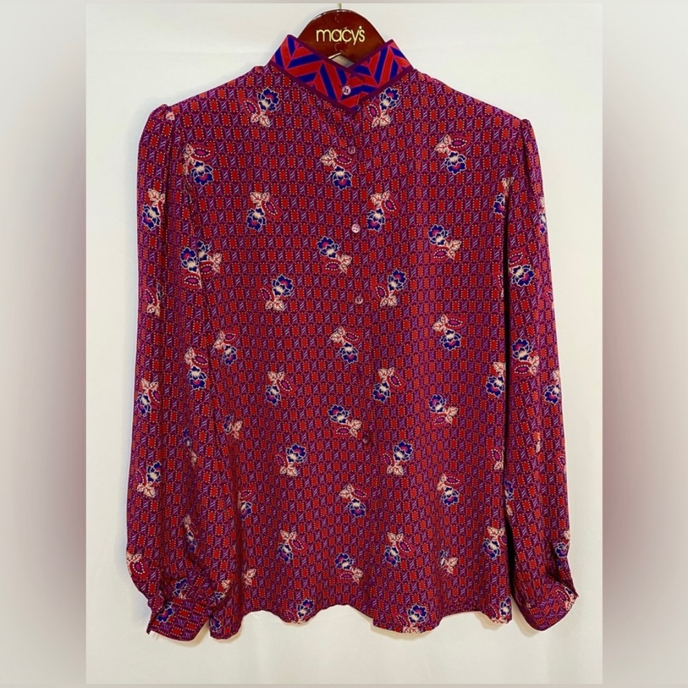 JAC DANIEL Bold Geometric Floral Design Long Sleeve Shirt Size 42